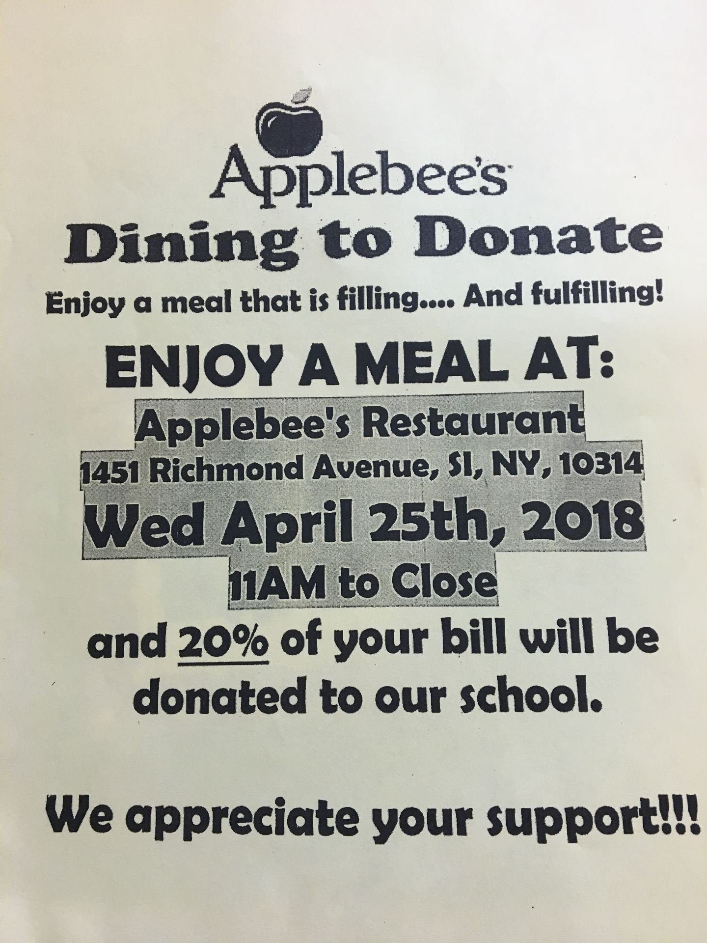 Dine to Donate Fundraiser VISIT OUR NEW WEBSITE AT